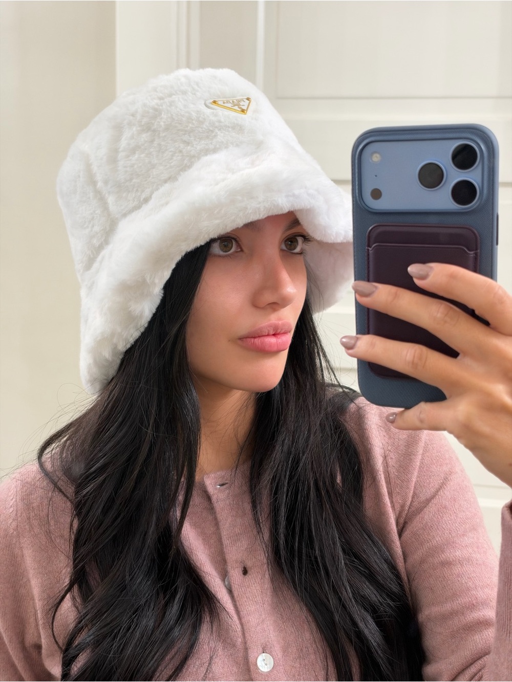 Prada Black Faux Shearling Sherpa Bucket Hat Winter - Picture 5 of 6